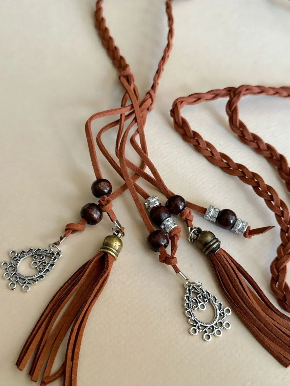 Braided Suede Tassel Belt S1421